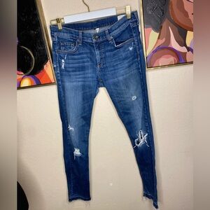 rag & bone Blue Skinny Distressed Denim